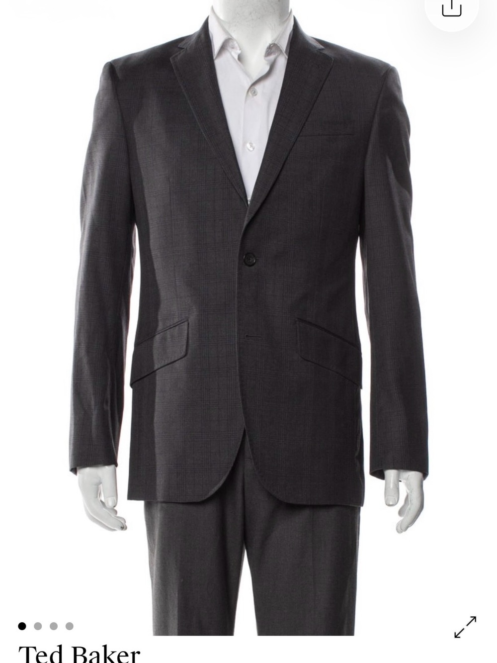 Ted Baker Dark Charcoal Men's Single-Breasted Suit Jacket